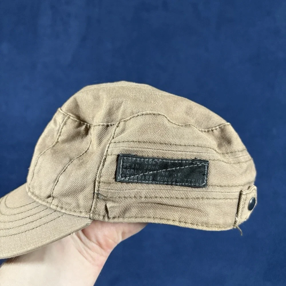 Vtg Sean John Cadet Hat M/L Brown Cotton Canvas Military Cap Y2K Hip Hop